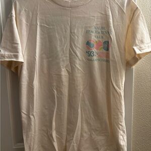 Abercrombie & Fitch Cream Tee with Green Palm Print